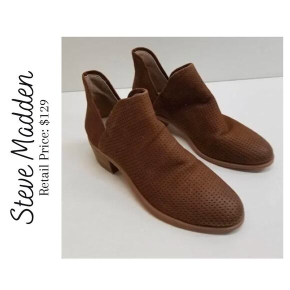 Steve Madden Perforated Brown Booties - Picture 1 of 6